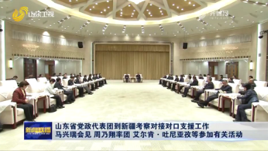 山东省党政代表团到新疆考察对接对口支援工作 马兴瑞会见 周乃翔率团 艾尔肯·吐尼亚孜等参加有关活动